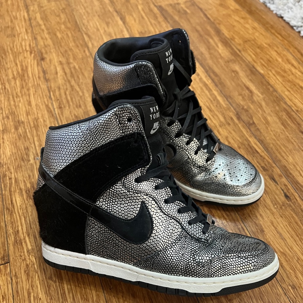 Nike Dunk Sky Hi City FW QS NYC New York Hidden Wedge Heel Black Silver Sz 8.5